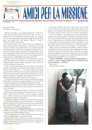 AMICI PER LA MISSIONE 10 - settembre 2001
