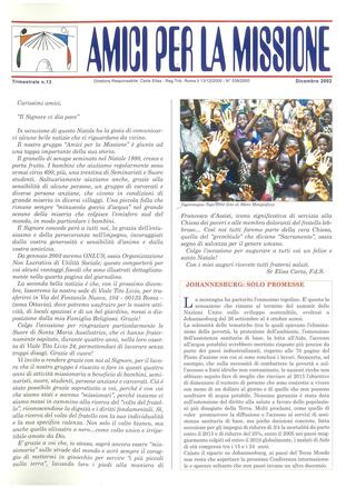 AMICI PER LA MISSIONE 13 - dicembre 2002